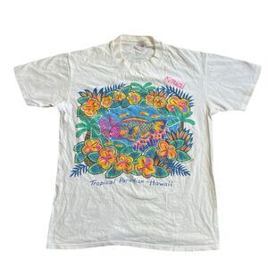 Vtg Tedman 1992 Tropical Fish Print T-shirt Kauai Hawaii Colorful Sz M